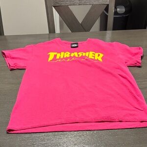Thrasher Hot Pink Tee with Yellow Logo